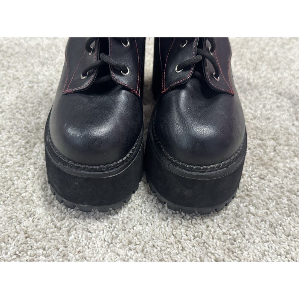 Demonia Assault-100 Black Vegan Platform Combat Boots Side Zip Up Goth Size 8 - Picture 4 of 12